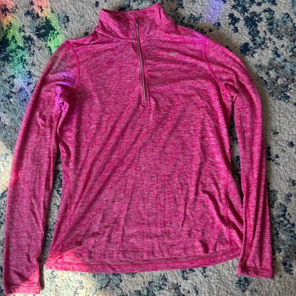 Nike running dri fit pink long sleeve quarter zip top size large - Picture 1 of 4